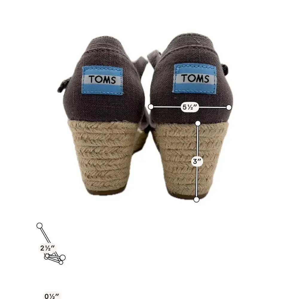 NWOTB TOMS Linen Platform Sandal Espadrille Wedges Blue Size 8W